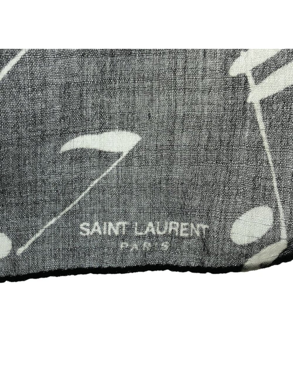 Saint Laurent Paris Musical Note Pattern Shawl Black Scarf - Picture 5 of 6